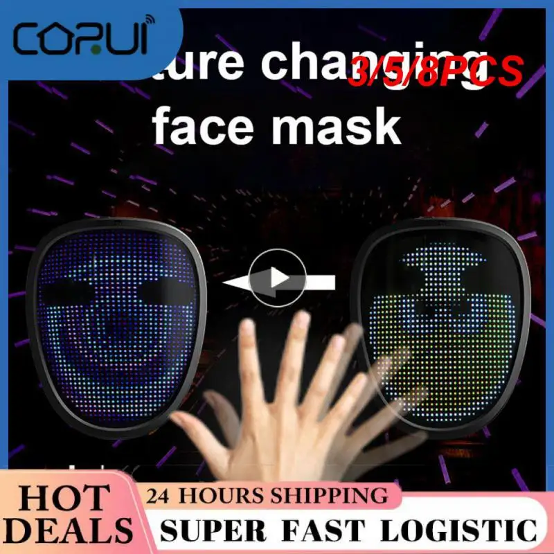 

3/5/8PCS 5v/1a Full-color Led Masks Built-in Battery Shinning Mask Face-changing Skull Light Programmable Mask