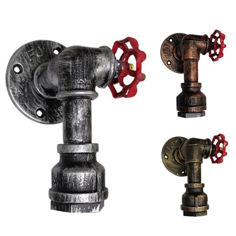 

Vintage Water Pipe Wall Lamp Faucet Shape Steam Punk Loft Industrial Iron Rust Retro Home Bar Decors CNIM Hot