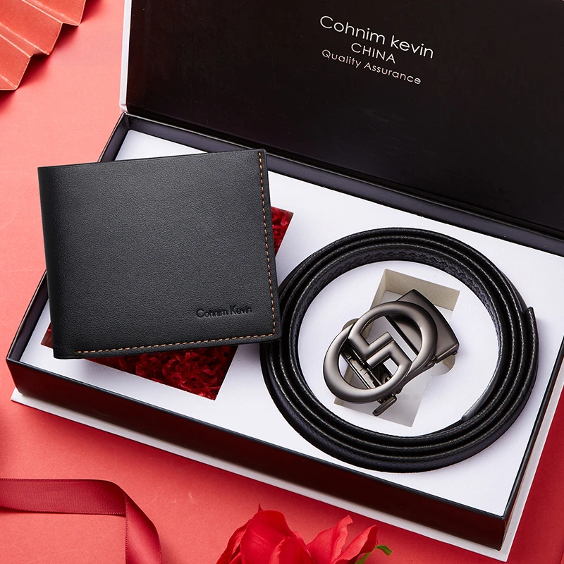 Мужской дизайнерский кошелек с ремнем и автоматической пряжкой набор кошельков