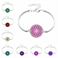 hip hop style fashion 20mm glass cabochon kaleidoscope mandala pattern ladies bracelet gift jewelry