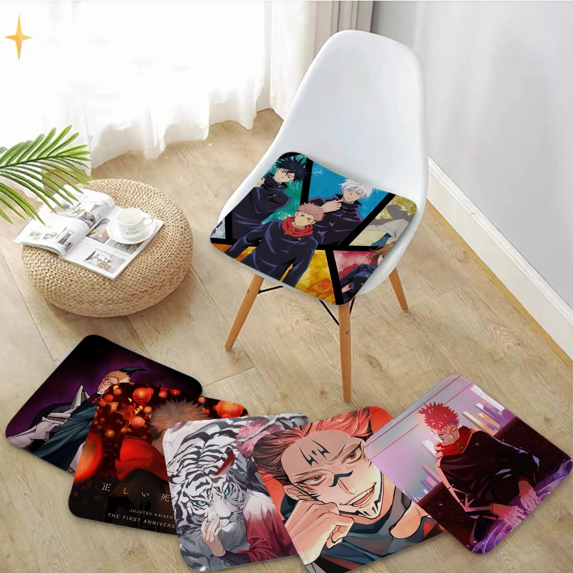 

Anime Jujutsu Kaisen Creative Meditation Cushion Stool Pad Dining Chair Tatami Seat Cushion Anti-Slip Seat Mat