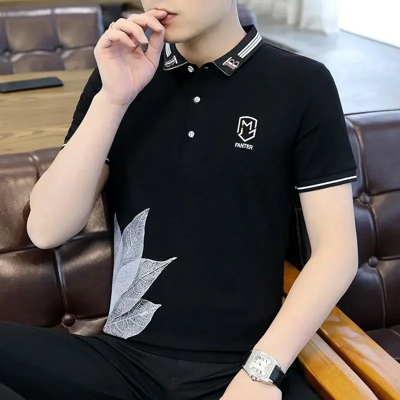 Мужская винтажная футболка-поло черная футболка в полоску с воротником размеры