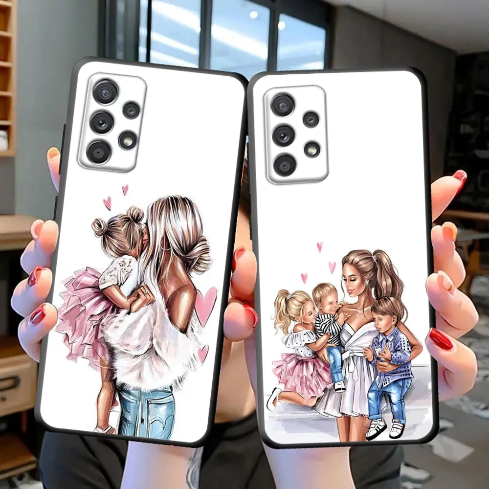 

Lovely Cute MaMa Girl Boy Mom Baby Case For Samsung Galaxy S22 S21 S20 FE Ultra S10 S10E S9 S23 Lite Plus Cover Funda Coque
