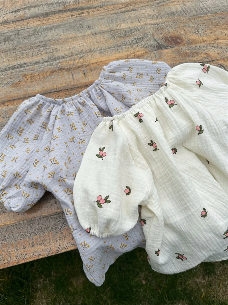 

Детская блузка с длинным рукавом, с цветочным принтом