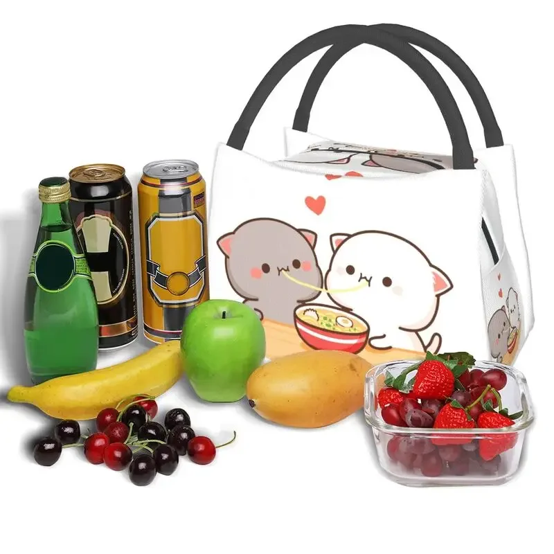 Изолированная сумка-тоут для ланча с рисунком кошек из персика и Гомы мочи женщин