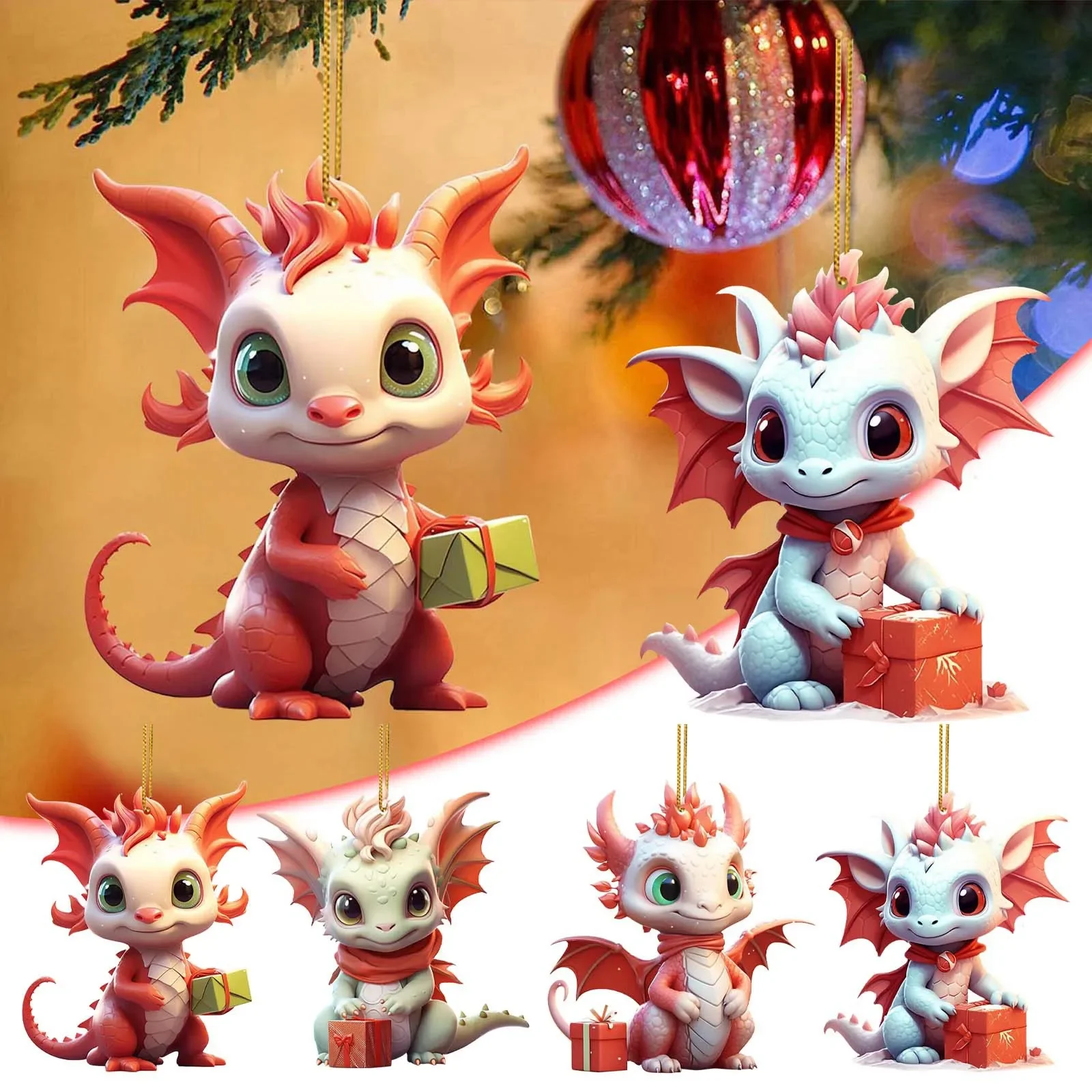 

Christmas Pendants Cartoon Dragon Baby Christmas Decoration For Home 2023 Navidad Xmas Tree Hanging Ornaments New Year Gift Noel