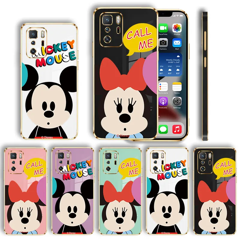 

Mickey Minnie Head Style Coque Protective For Xiaomi Redmi Note 10 9A Note 10 Pro 9C K40 9T 9S 9 K40 8 11T 8T Electroplated