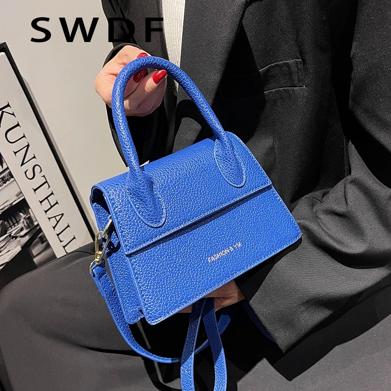 

SWDF Mini Cute Kawaii PU Leather Crossbody Bags with Short Handles for Women 2022 Summer Simple Branded Luxury Shoulder Handbags