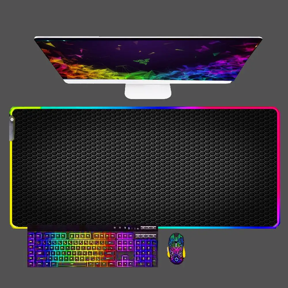 

HEX Hexagon RGB Mouse Pad Professional E-sports Gamers Speed Pc Gaming Mousepad Rubber Keyboard Notbook LED Table Mat for CS/LOL