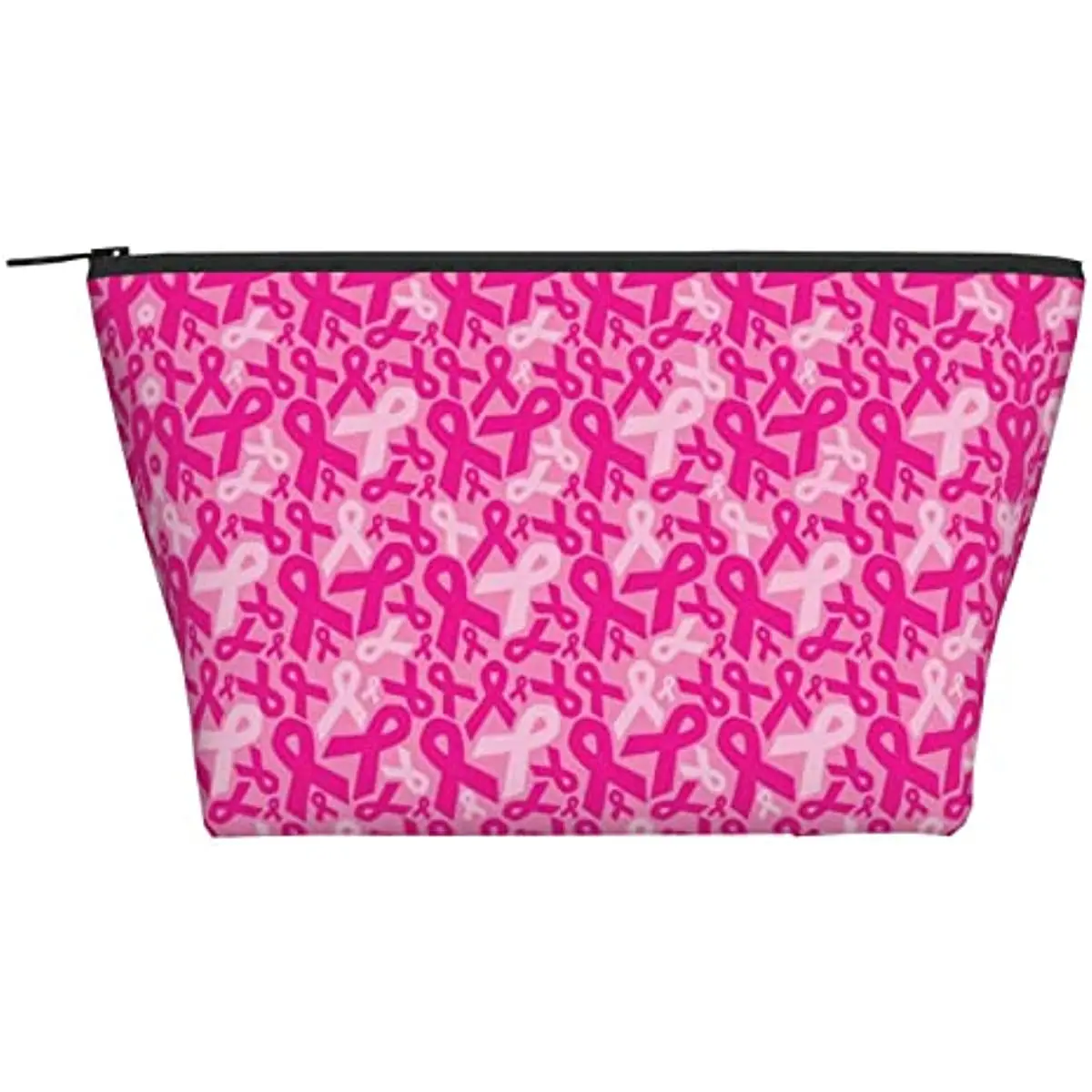 

Trapezoid Makeup Bag Pink Breast Cancer Ribbons Printed Cosmetic Bags Multi-Function Travel Organizer Pouches with Zipper