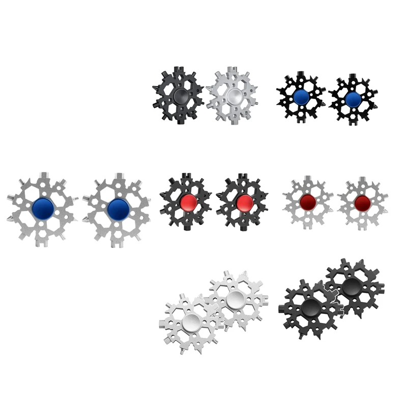 

2 Pcs 22-In-1 Snowflake Multitool Card Metal Snowflake Standard Multitool Snowflake Wrench Gifts For Men