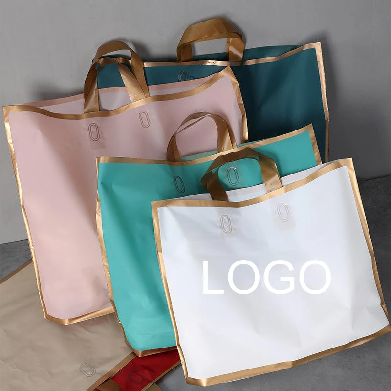 

Custom LOGO Printed Plastic Shopping Bags with Soft Loop Handle for Retail Stores, Boutiques, Wholesale Small Gift Bags