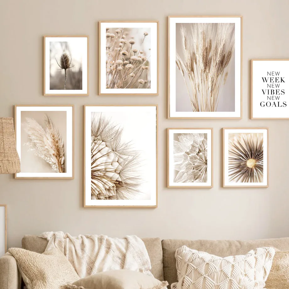 

Dandelion Wheat Reeds Grass Dried Flowers Plant Nordic Poster Wall Art Print Canvas Painting Decoration Pictures For Living Room