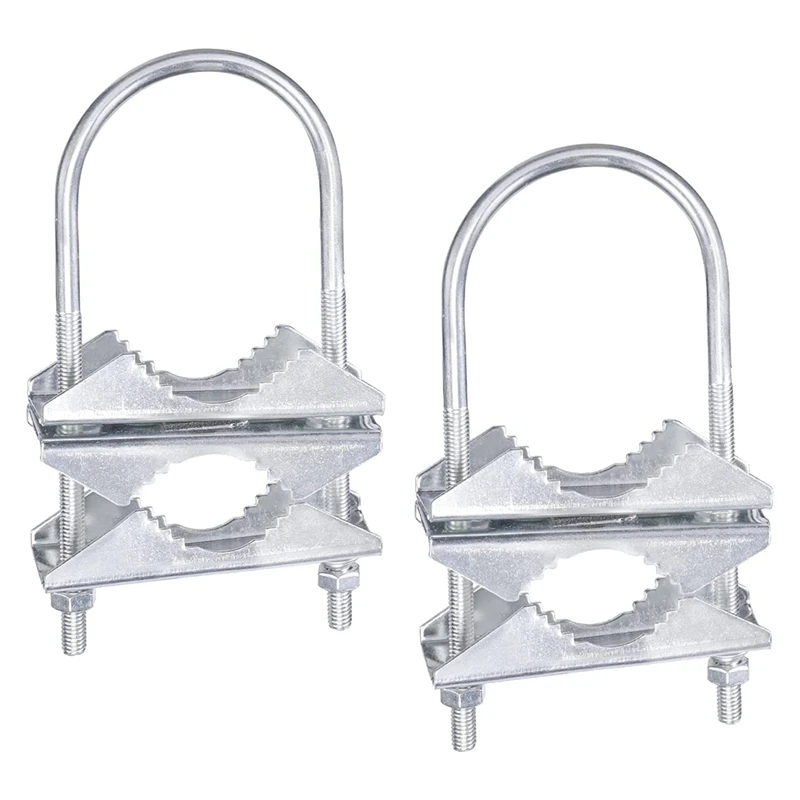 

Double Antenna Mast Clamp V-Jaw Bracket U Bolts Pipe Mounting Hardware 2 Sets For Yagi Wifi Antenna, TV Antenna