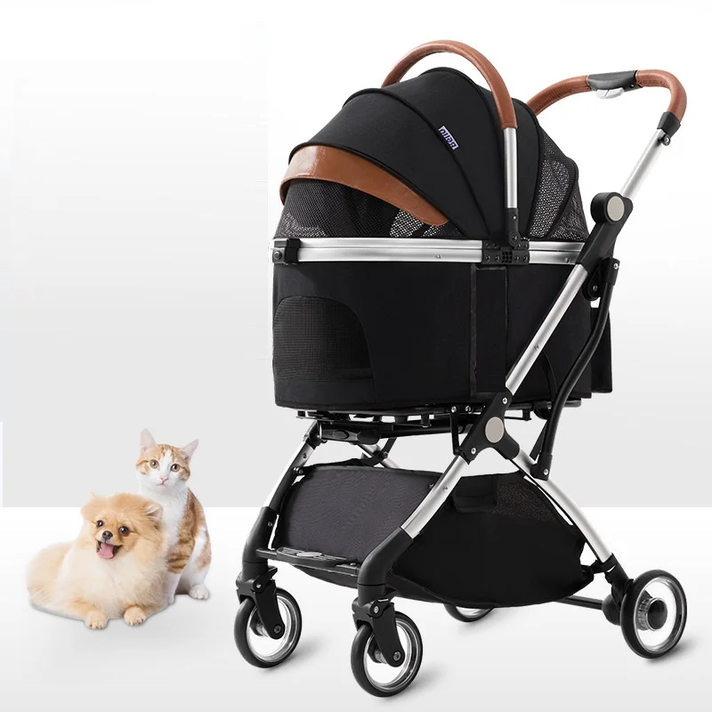 Detachable Pet Stroller Aluminium Alloy Dog Trolley for Corgi Teddy Cat Cart Load Bearing 15kg Dog Strollers for Small Dogs