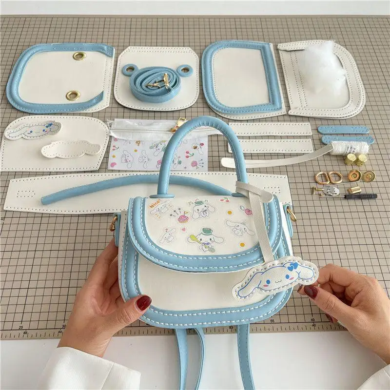 

Sanrioed Kitty Cinnamoroll Diy Manual Bag Hand Sewing Self Made Portable Shoulder Bags Crossbody Material Package Christmas Gift