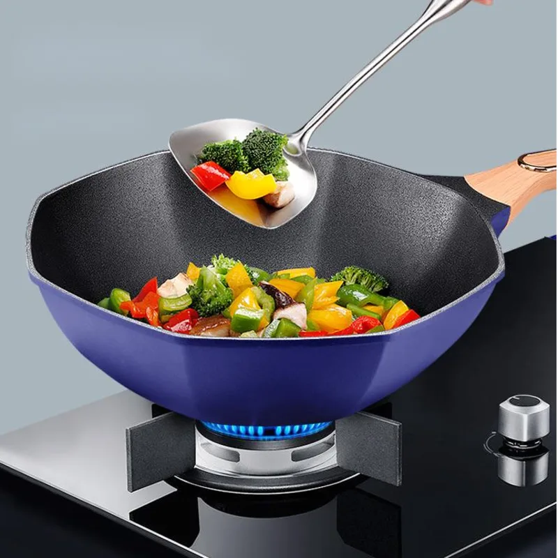 

Silver ion antibacterial star anise wok household quick-heating non-stick pan multi-functional gas stove induction cooker pot