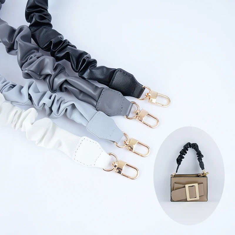 

TANQU 2023 New Simple Wrinkled Leather Handle Strap for Girl Ladies Women's Handbag Handle Bag Belt Fold Pleat