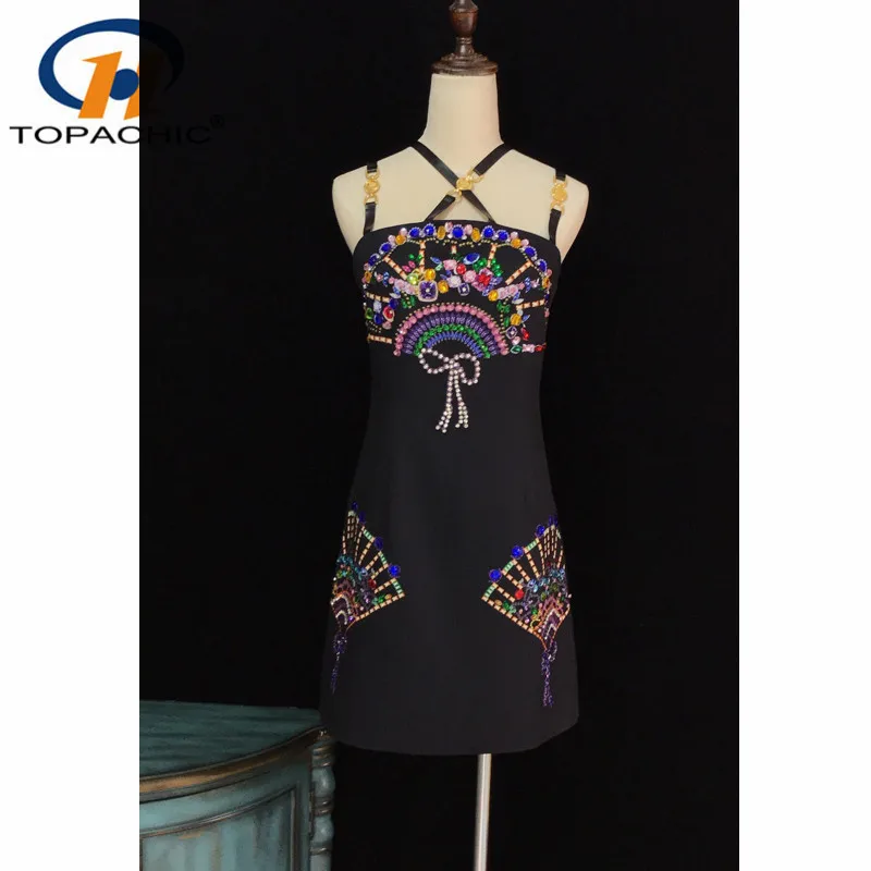 

5.23 High End Fashion Sexy Pu Leather Criss Cross Spaghetti Strap Rainbow Diamond Print Slim Mini Dress Women