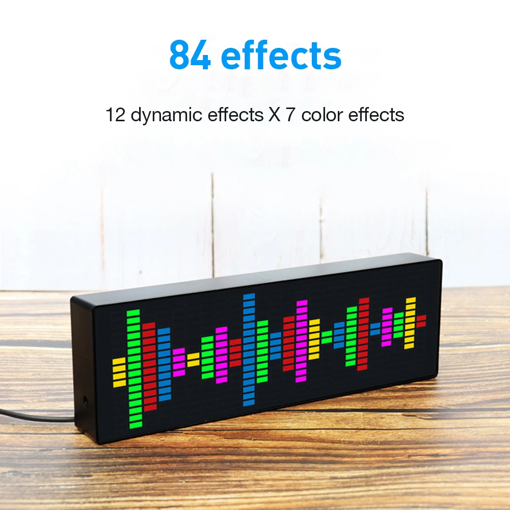 

LED Music Spectrum Display RGB Music Spectrum Colorful Electronic Clock Lights 8 Brightness Modes for Automotive Atmosphere Lamp