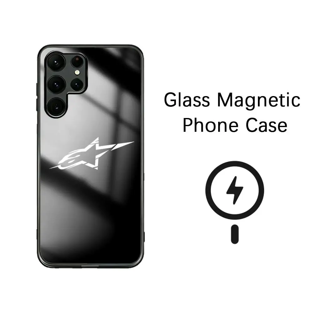 Фото Брендовый модный люксовый чехол A-Alpinestars для телефона Samsung S26 S25 S24 S23 S22 S21 S20 Plus Ultra Note20, стеклянный магнитный чехол №1