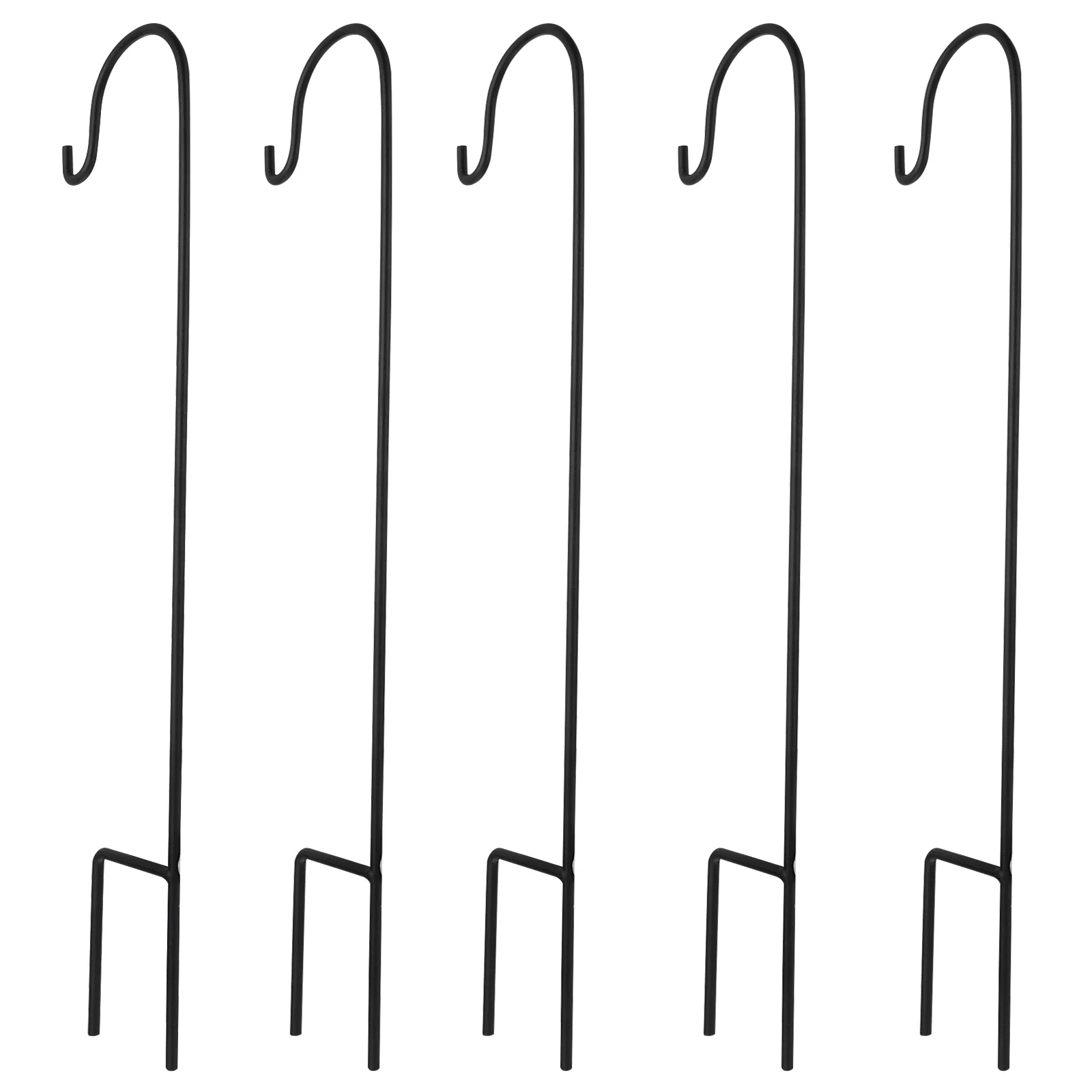 

5Pcs Shepherd Hooks Hanging Hook Gardening Tool Iron Garden Stake (Black)