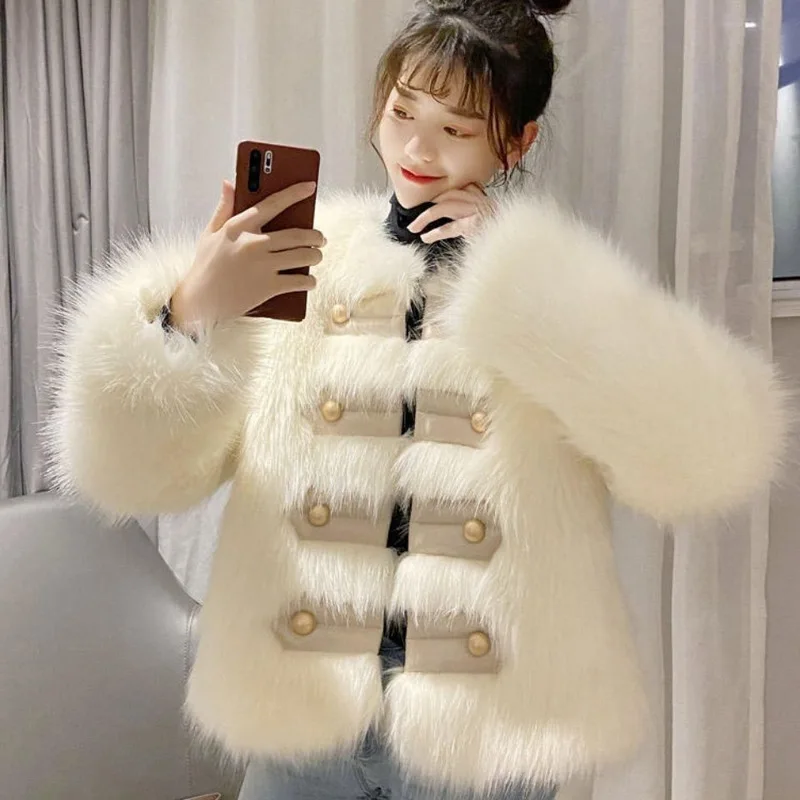 Fur Coat Women The New Thicken Middle-aged Female Fox Collar Keep Warm Overcoat Long Faux Coats and Jackets Women