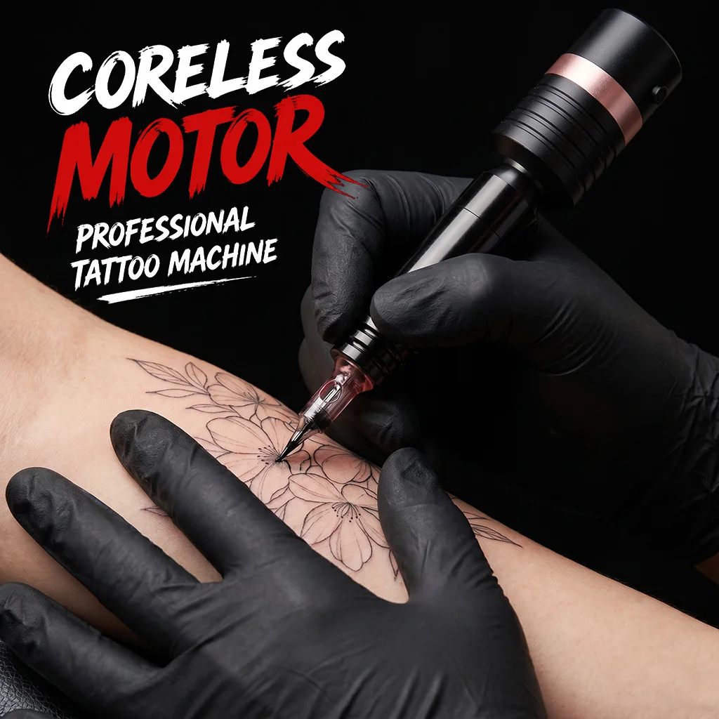 Фото Беспроводная роторная машинка для татуажа Kiss of Dragon Coreless Motor PMU, многоцветная, для микроблейдинга бровей, губ и век. №5