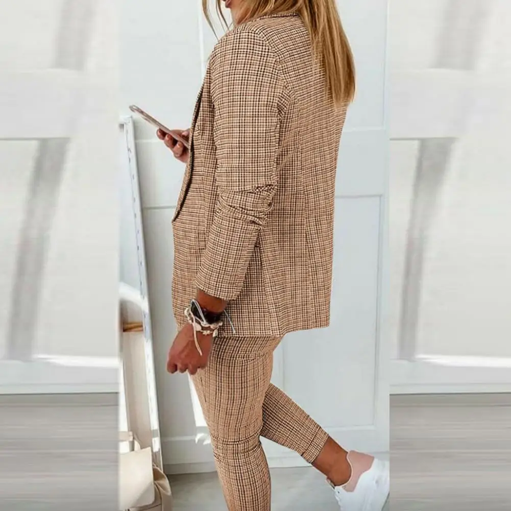 

2 Pcs/Set Cool Open Stitch Women Blazer Pants Set Autumn Blazer Pants Set Formal Pockets