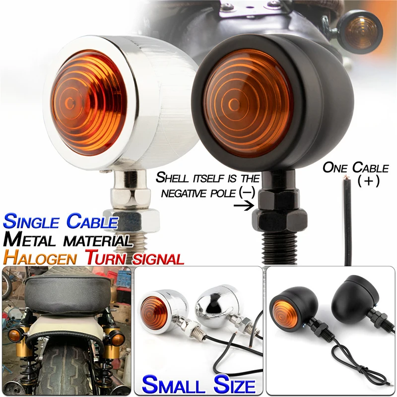 

2PCS Black Motorcycle Turn Signal Indicator Light Amber Motorbike Blinker Headlight 12v Indicator lamp Bullet Chrome