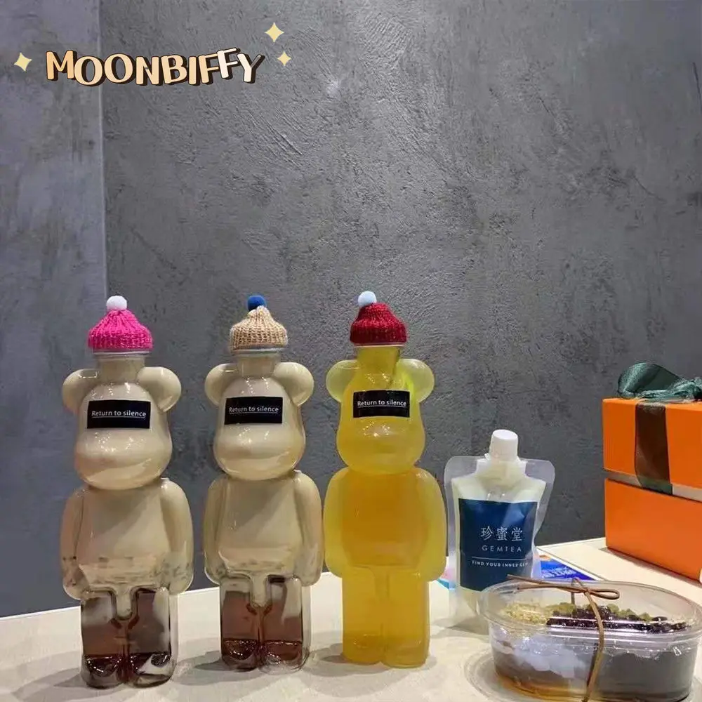 

Cartoon Milk Tea Bottle Puppet Bear Shaped Thickened Net Red Juice Drink Milk Tea Milk Cup Water Bottle Cute Water Bottle