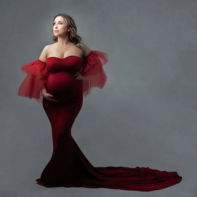 Винтажный реквизит для фотосъемки беременных без плеч Длинные платья узкое