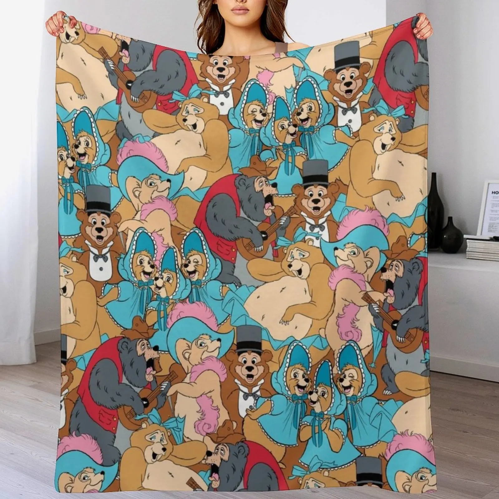 Одеяло с рисунком деревенского медведя-дзбаборе мягкие декоративные одеяла