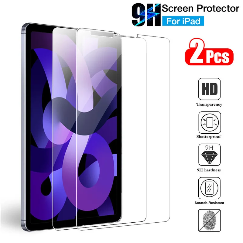 

2pcs Tempered Glass Screen Protector for iPad 10.2 9.7 10. 5 10.9 11 iPad 8 7 6 5 9 Air 4 3 2 Mini iPad 2020 2019 2018 2021 2022