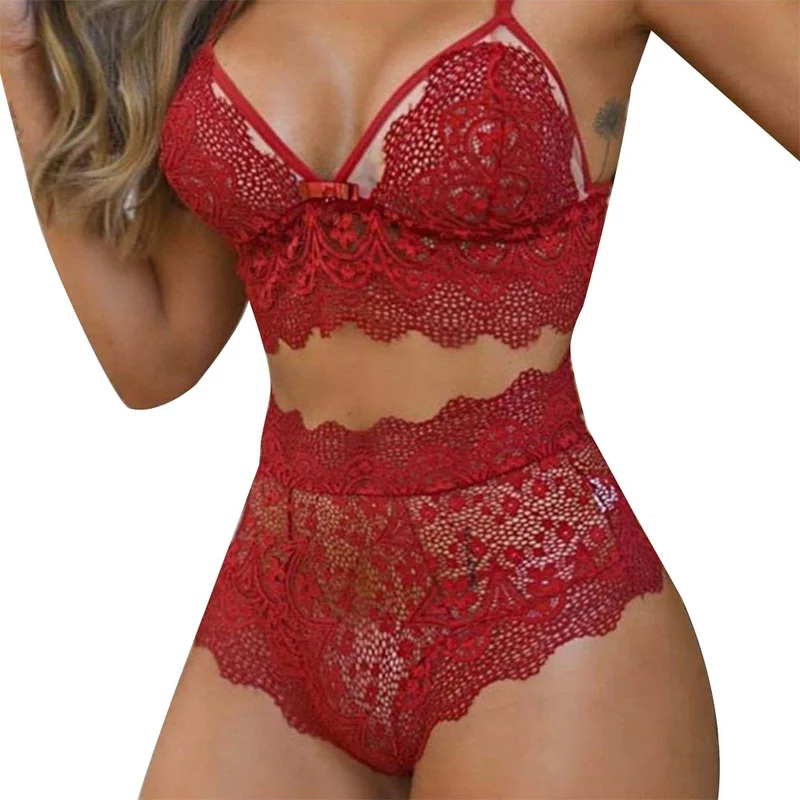 

Women Sexy Lingerie Lace Exotic Sets See-through Mesh Underwear Ladies Transparent Bra + Panties Female Sensual Lingerie Set