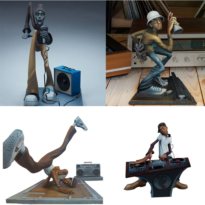 Hip Hop Element Sculpture Classic Rapper Sculpture Artist Station DJ Break dance Modeling Resin Room Decor Model Toys Present