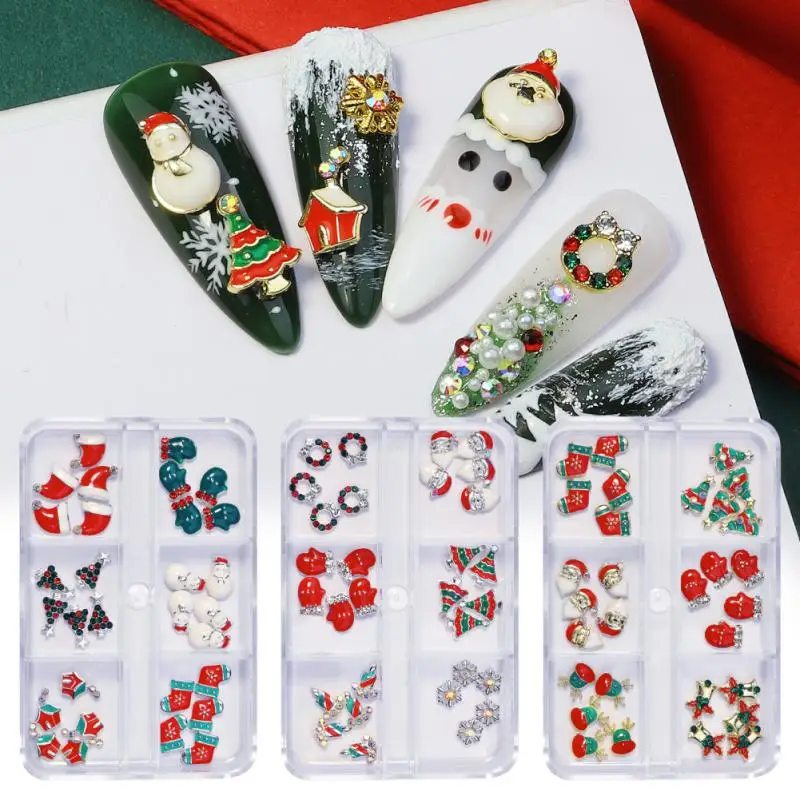 

Designs Christmas Tree sock snowflake Nail Art Decorations Alloy Metal DIY 3D Nail Rhinestones Accessories Jewelry Tools