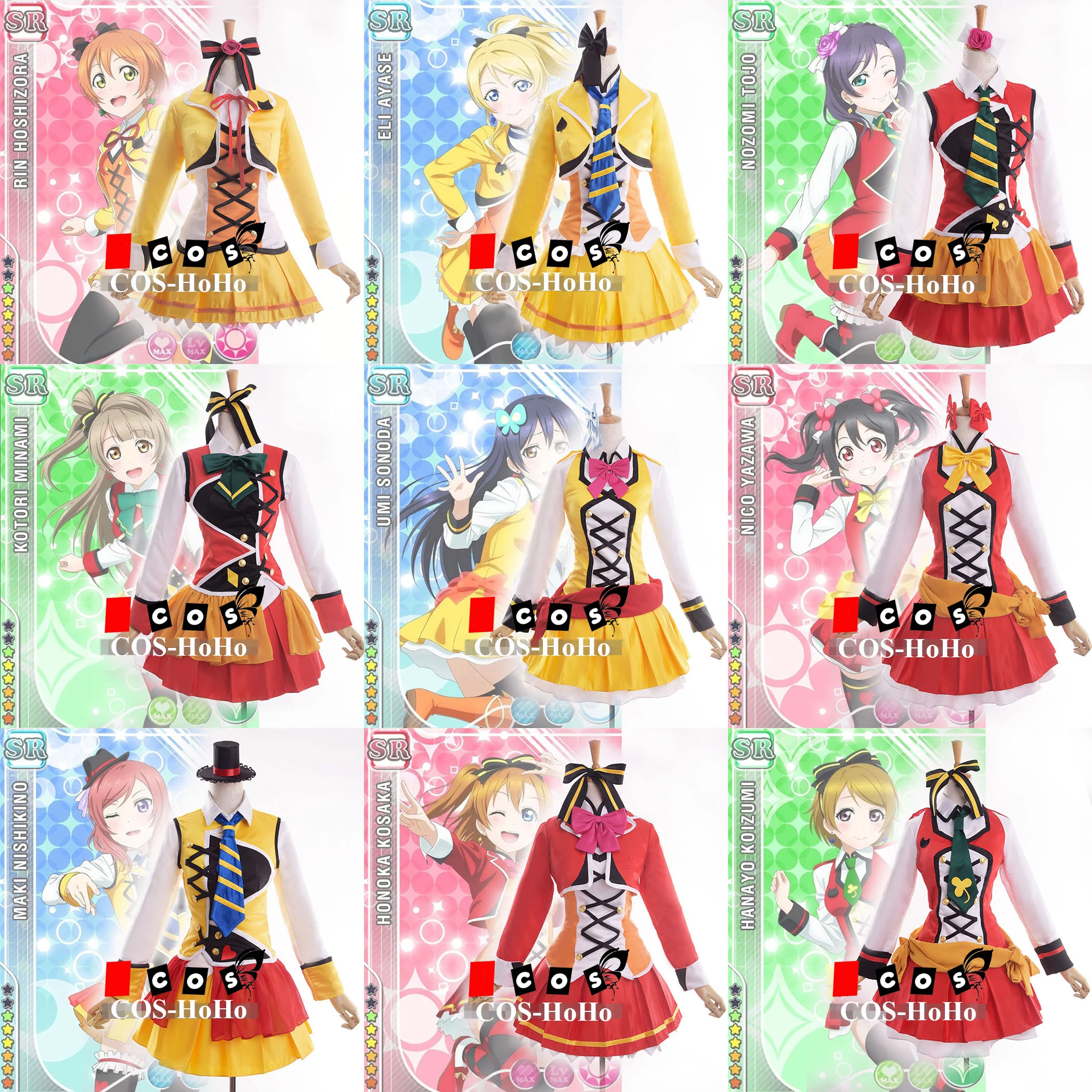 

COS-HoHo Anime Lovelive Aqours Maki Hanayo Rin All Members SUNNY DAY SONG SJ Sweet Lovely Uniform Cosplay Costume Party Outfit
