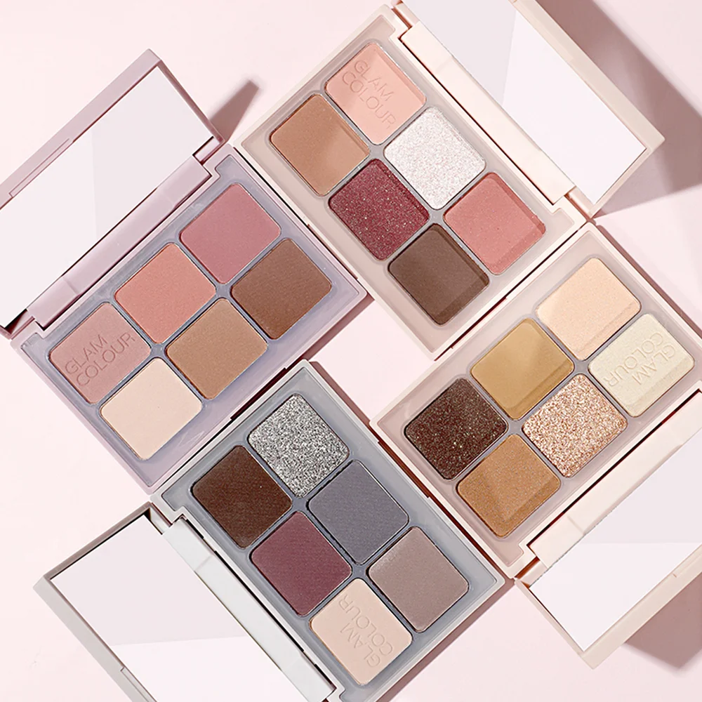 

Небольшая и практичная палитра теней для век шести цветов, Тонкий мерцающий Долговечный Легкий макияж глаз