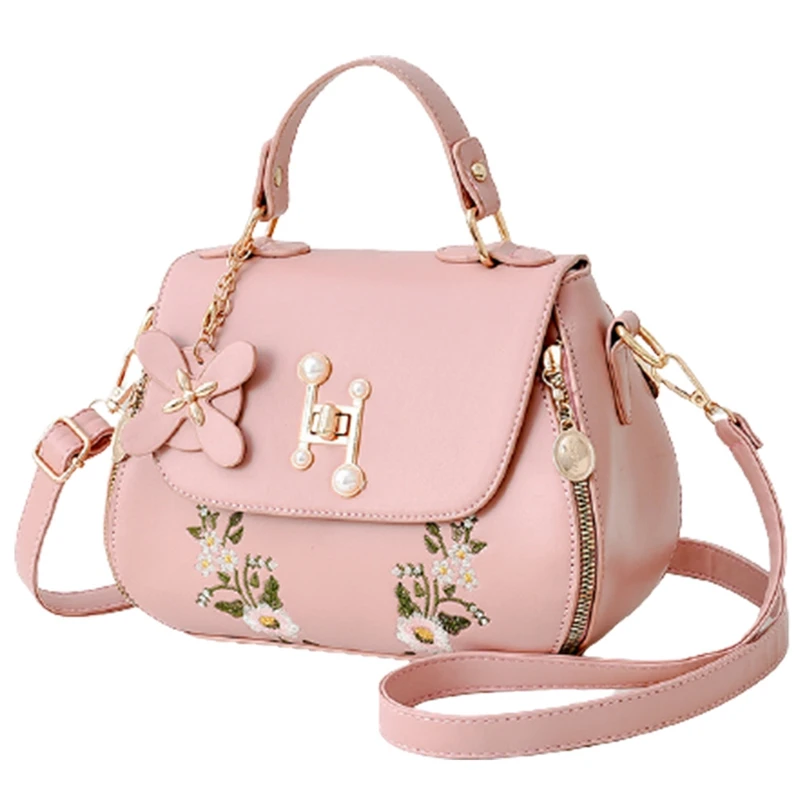 

Fashion Versatile Embroidered One Shoulder Messenger Handbag Bucket Bag Messenger Bag Versatile Handbag