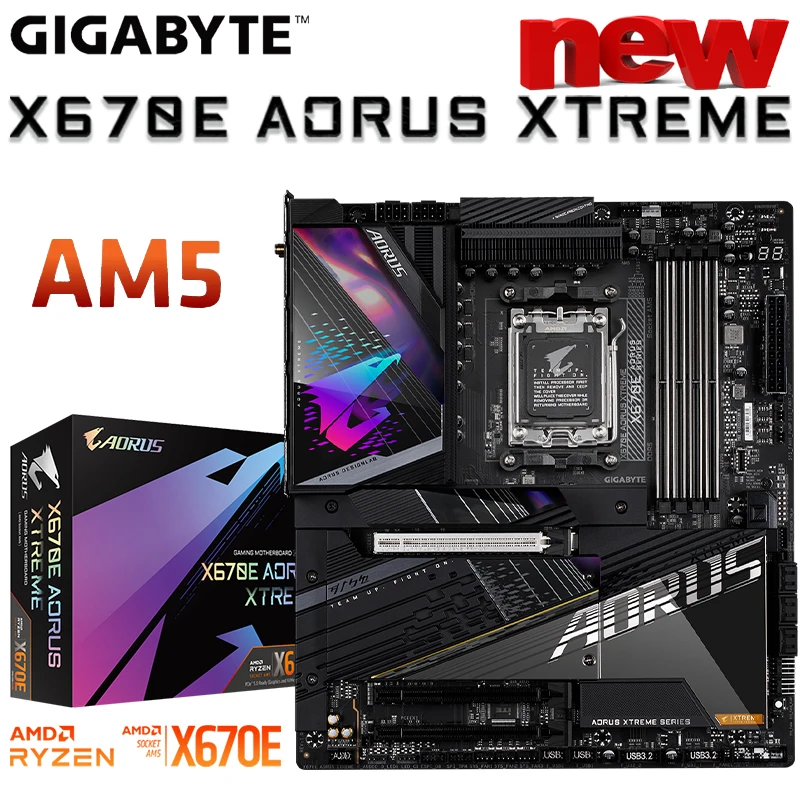 

Материнская плата Gigabyte X670E AORUS XTREME Поддерживает разъем AMD X670 AM5 Ryzen 5 R7 R9 DDR 5 128 ГБ 6600(OC) МГц ОЗУ, системная плата ATX, новинка