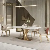 High-end Marble Dining Table And Chair Combination Home Small Apartment Modern Minimalist Light Luxury Rectangular Table