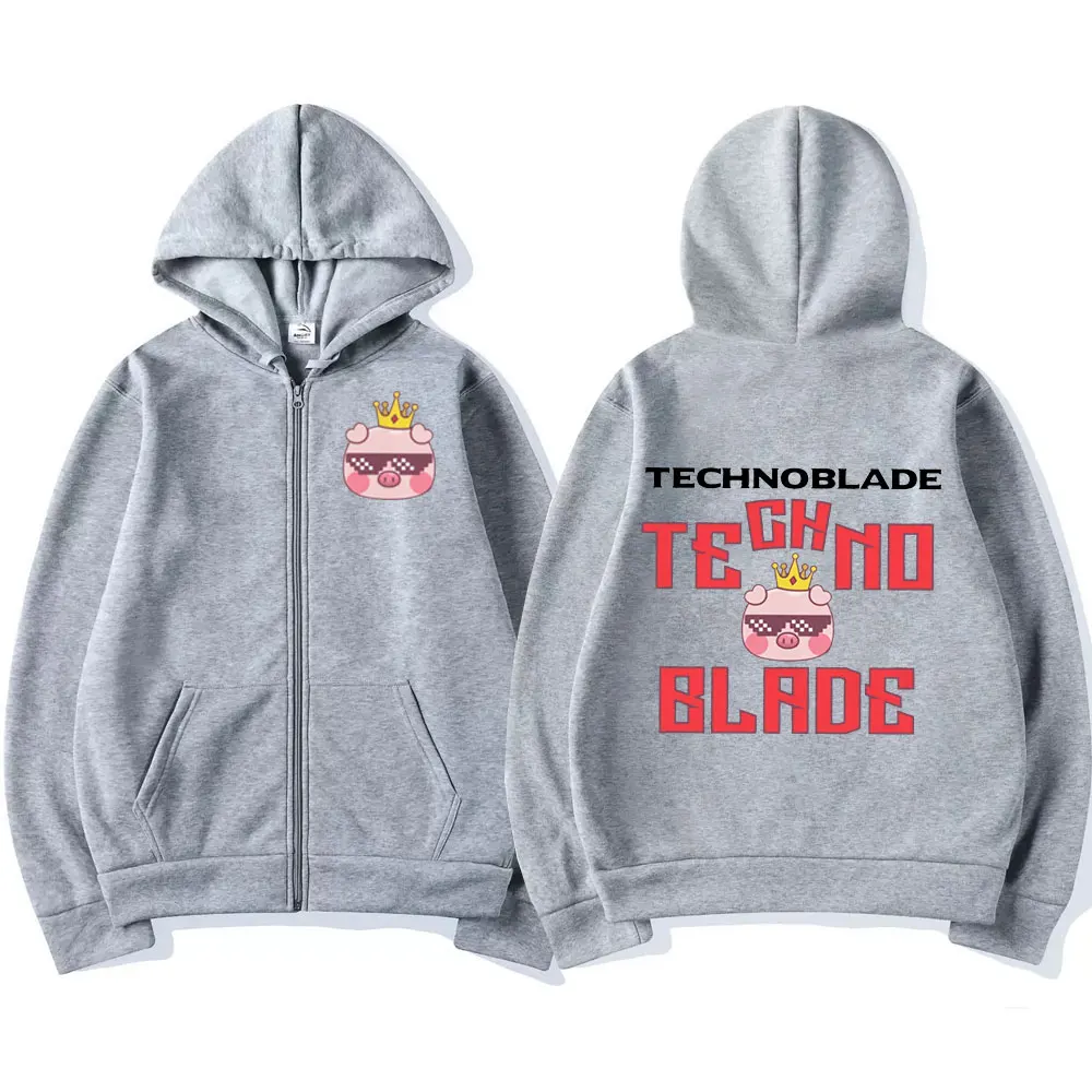Свитшот Technoblade Merch на молнии с капюшоном и двусторонним принтом для мужчин женщин