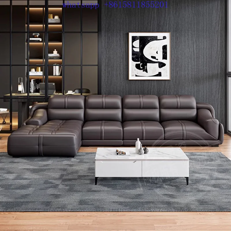 Современный диван для гостиной кожаный роскошный угловой удобная мебель