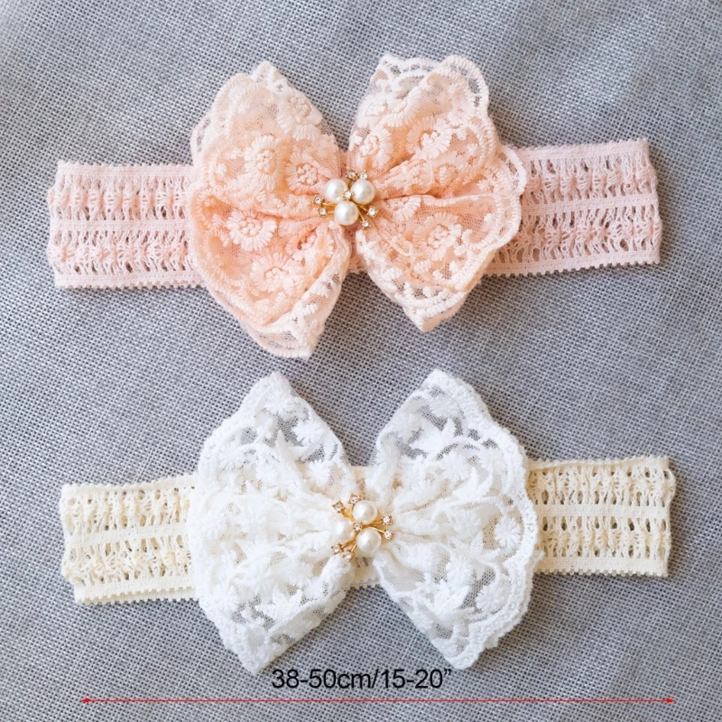 

Girls Bowknot Headband Children High Elastic Wide Hairband Spring Lace Hair Bows Drop Shipping