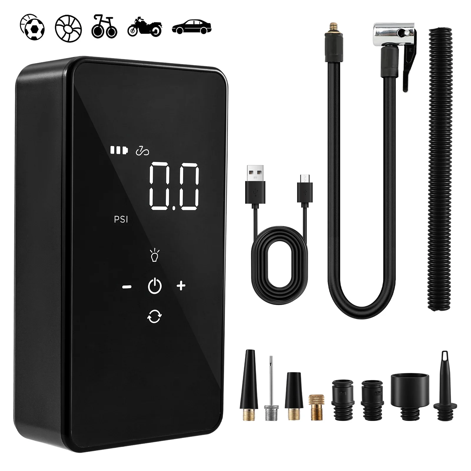 

6000mAh Tyre Inflator Cordless Car Tyre Pump With 40cm Inflatable Hoses 150Psi Portable Air Compressor With LCD Display