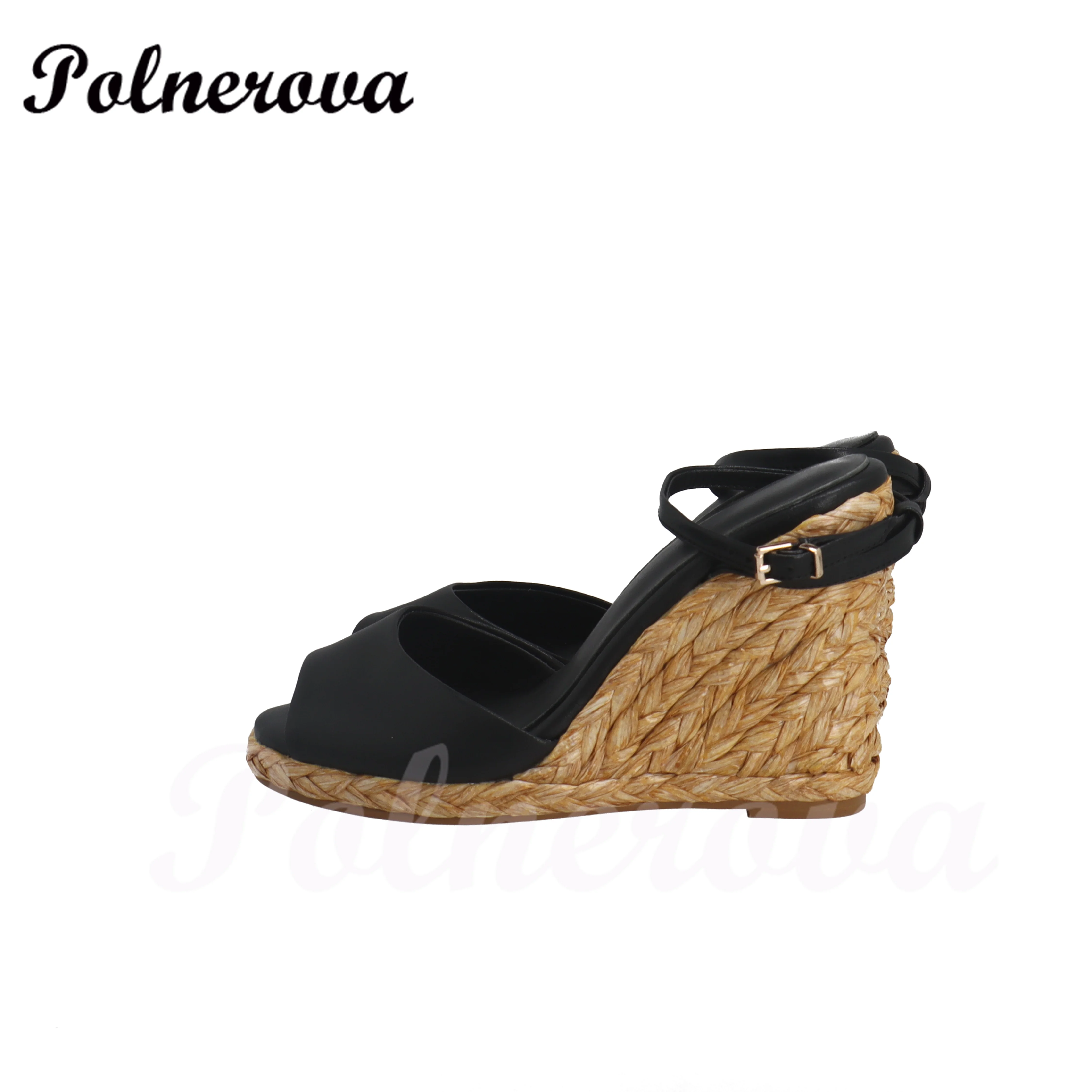 Сандалии женские из натуральной кожи эспадрильи на танкетке элегантные