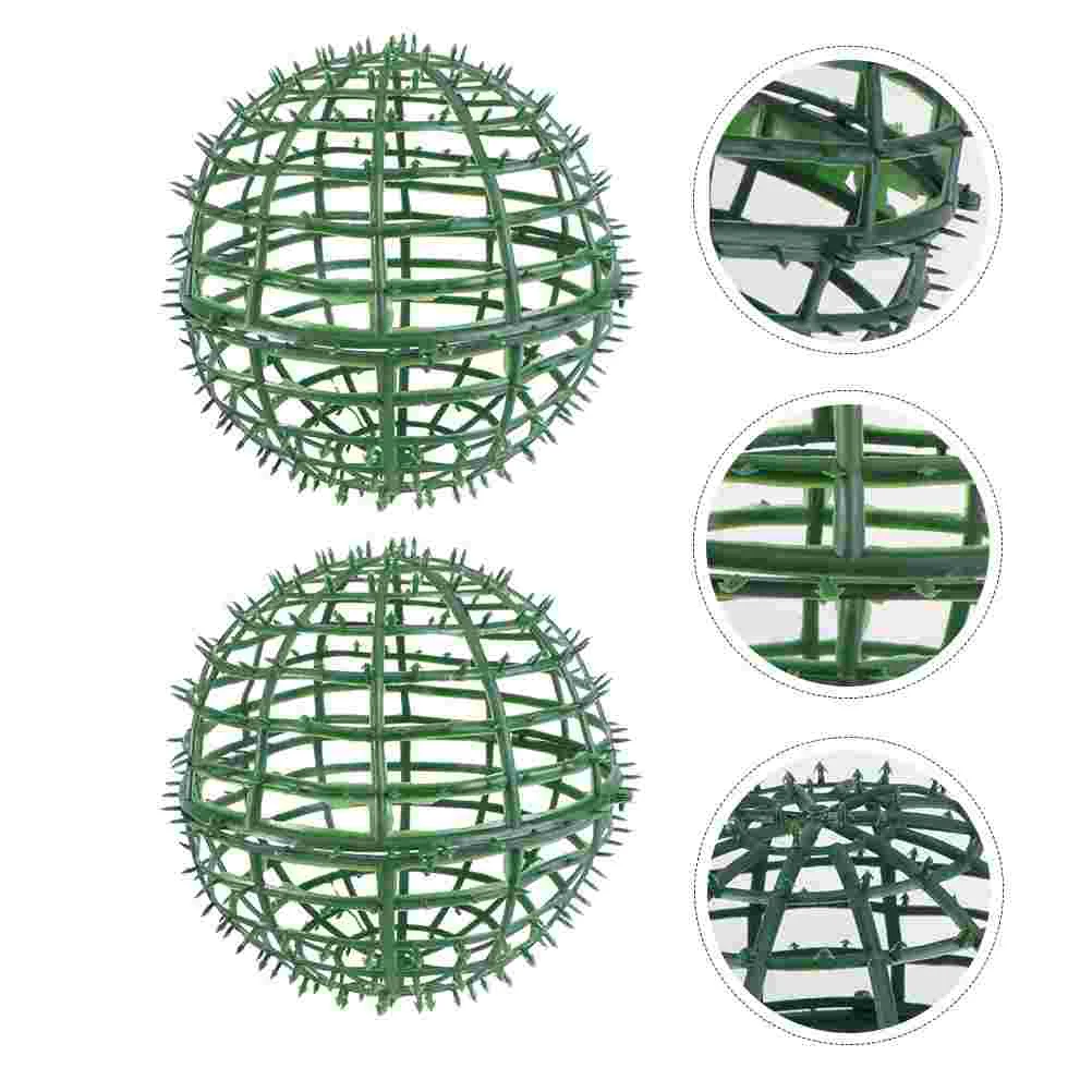 

2 Pcs Cage Grass Ball Ornament Rack Plastic Plants Flower Shelf Holder Wedding Decorations Holding Arrangement