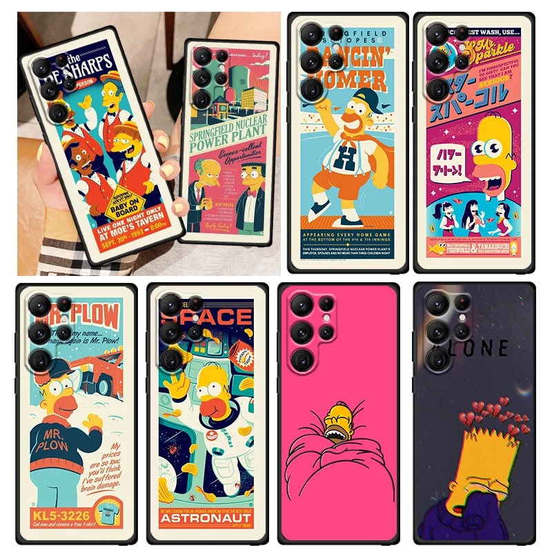

Anime Cartoon Simpsons Phone Case For Samsung Galaxy S22 S21 S20 FE S10 S10E S9 S8 Plus Ultra Pro Lite S7 Edge Black FUndas