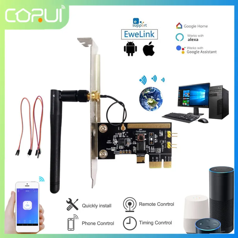 

CORUI WiFi EWeLink Computer Remote Boot Card APP Remote Control Voice Control Wireless Switch Work With Alexa Google Home IFTTT